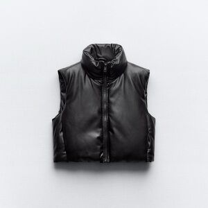 Zara black leather Vest